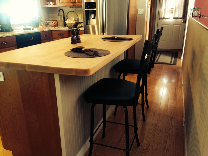 three black kitchen stools