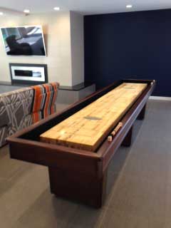 shuffleboard in a basement