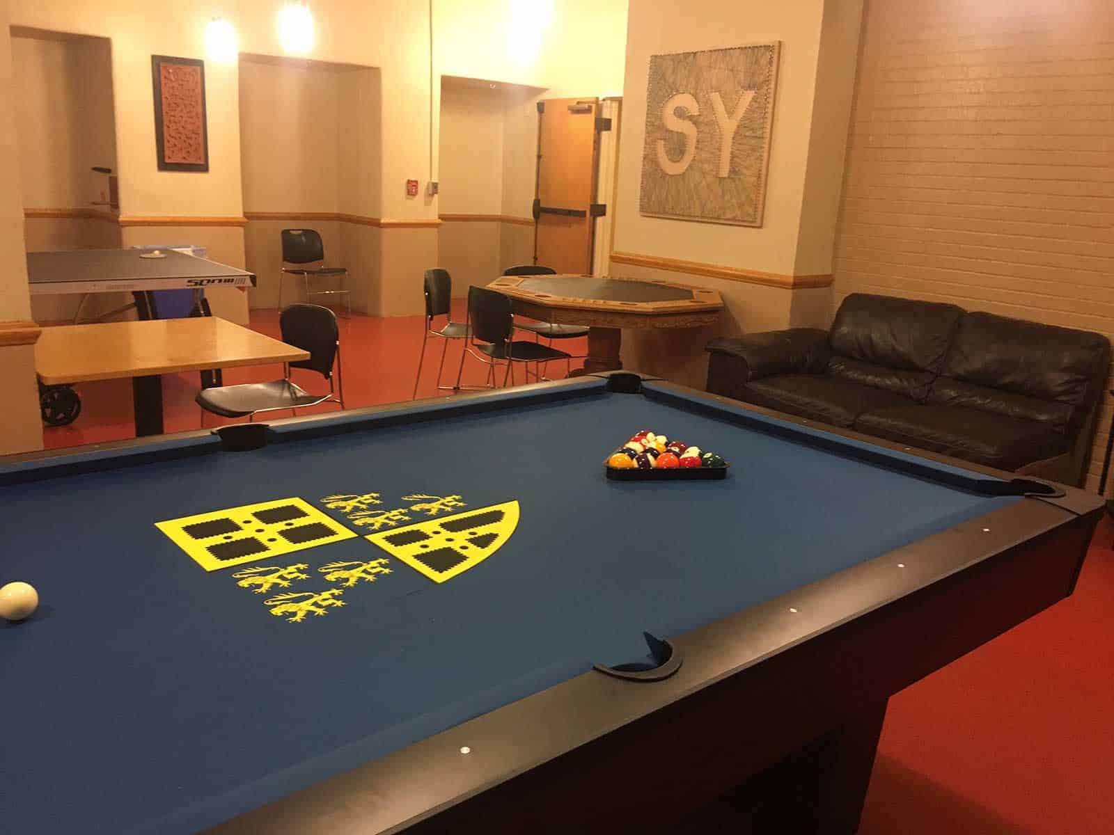 green yale university pool table and ping pong table tennis game room