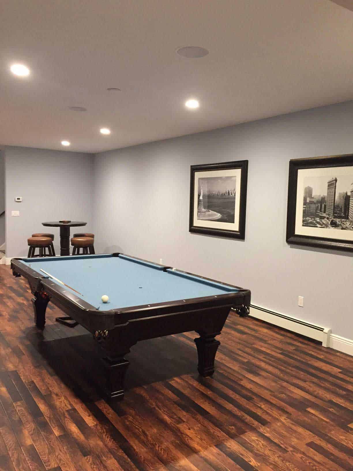 green light blue pool table