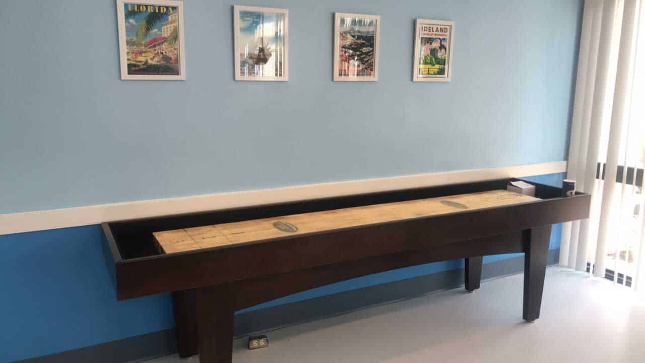 shuffleboard with posters