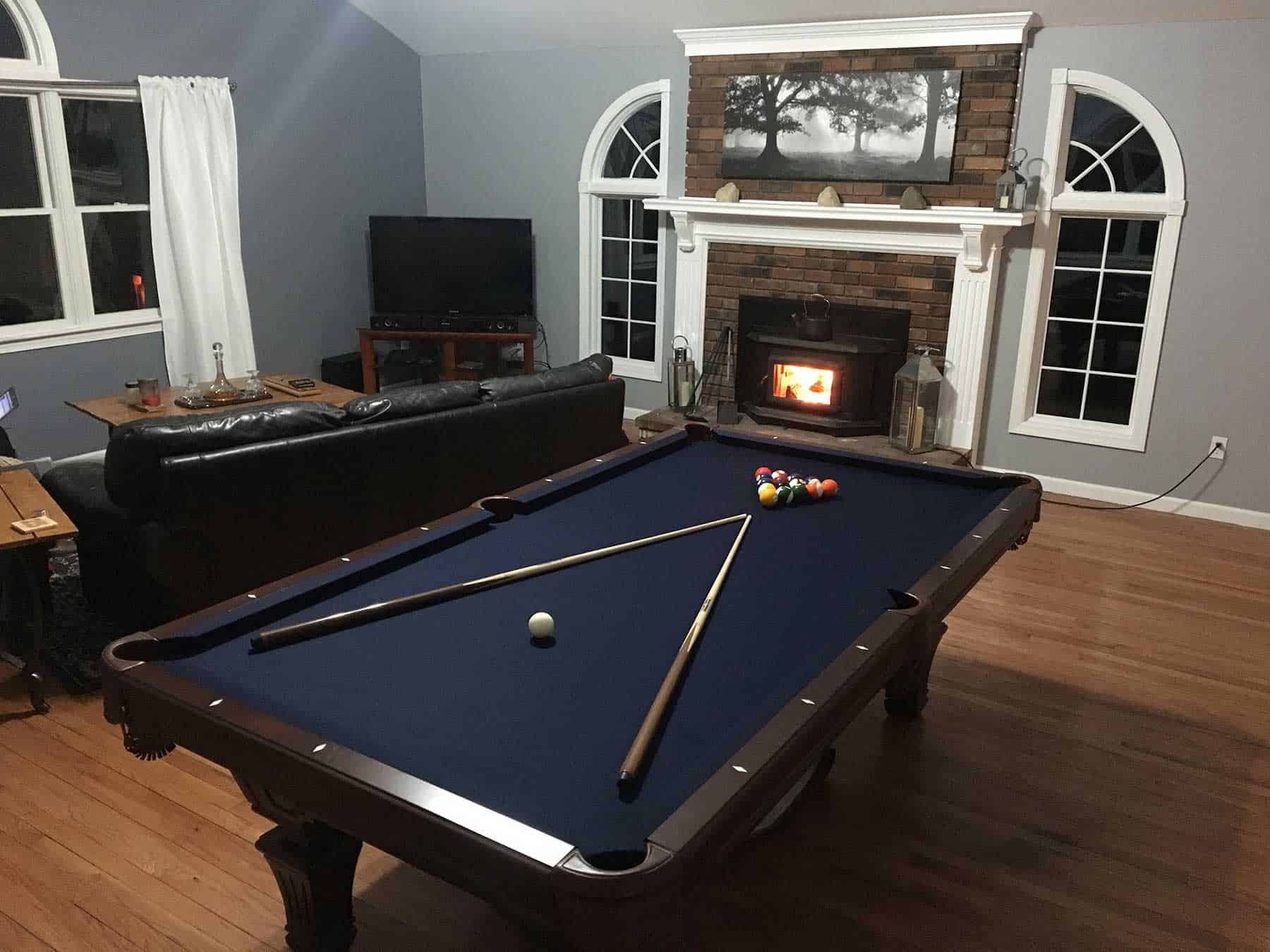 dark blue pool table
