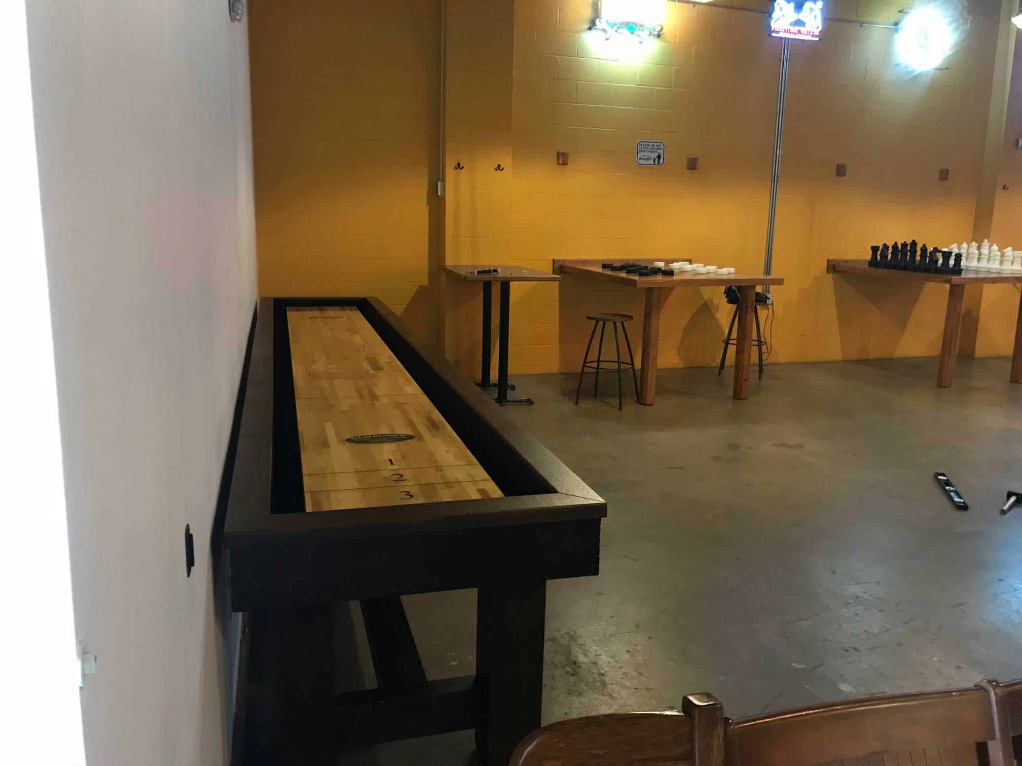 shuffleboard, giant checkers and giant chess