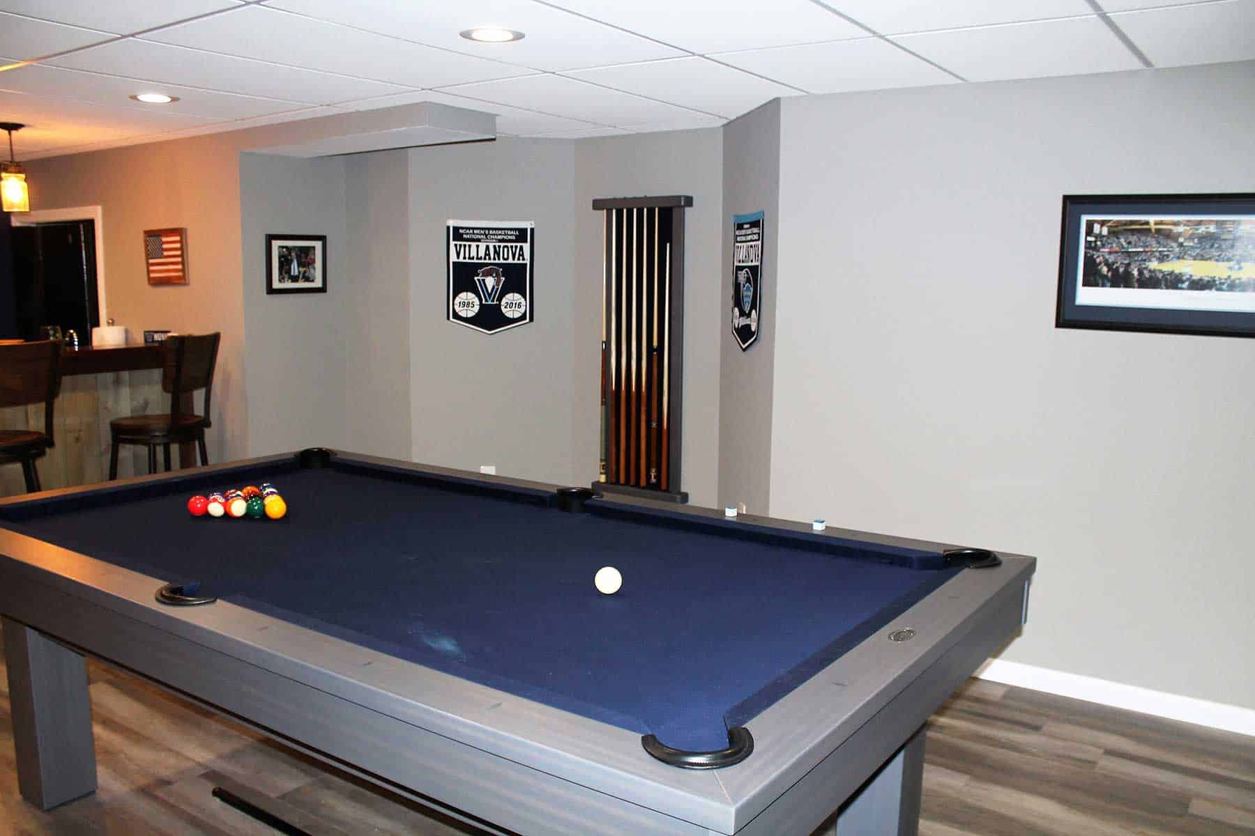 blue and grey olhausen pool table