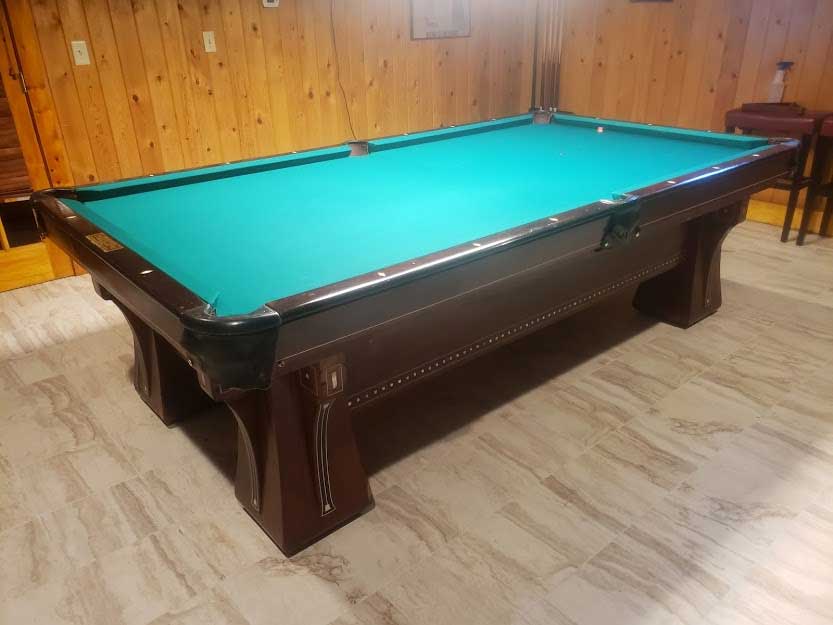 green felt pool table