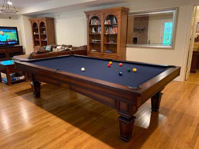 pool table with blue cloth in stamford