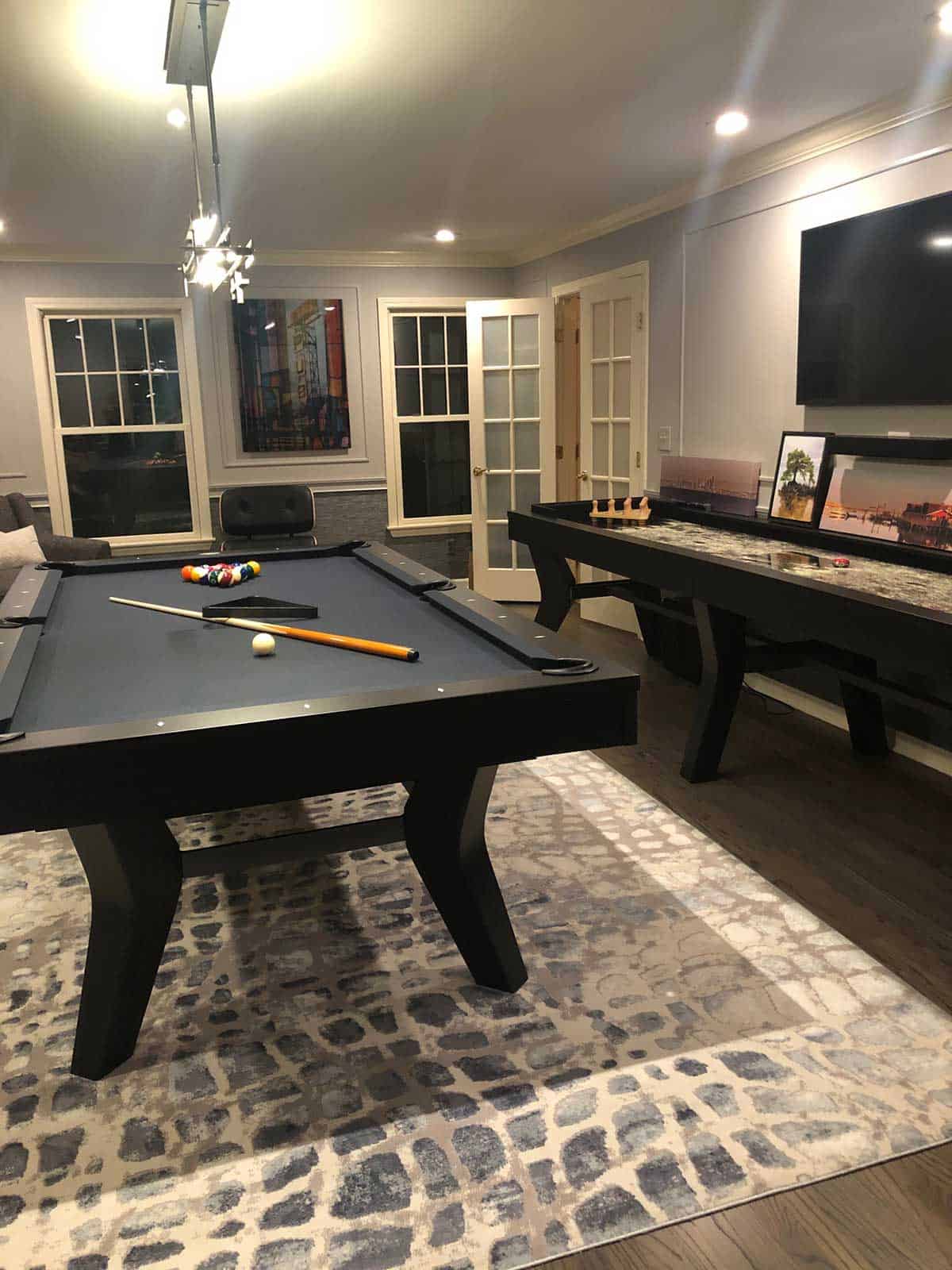 monroe game room with pool table and shuffleboard table