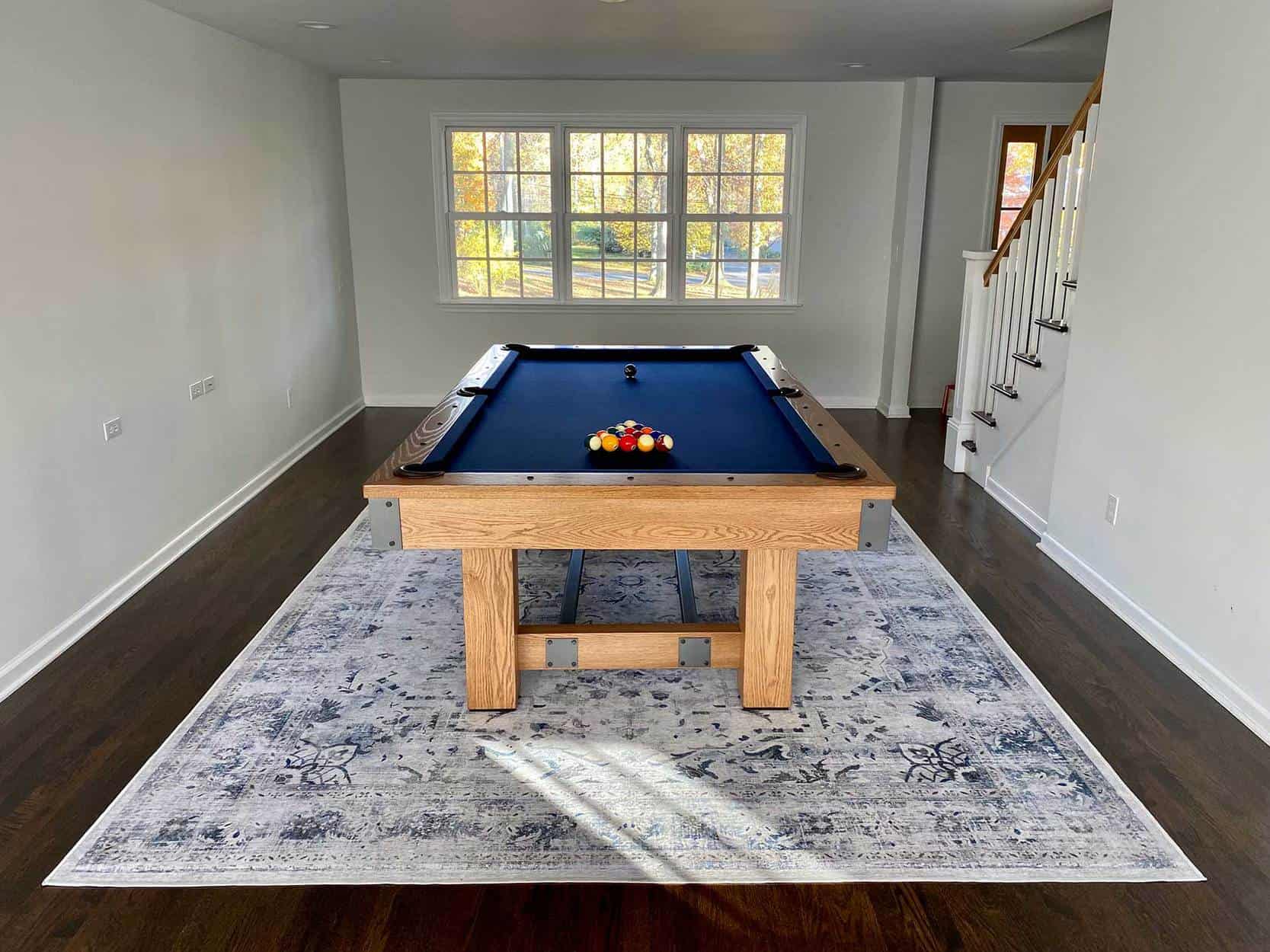 blue pool table