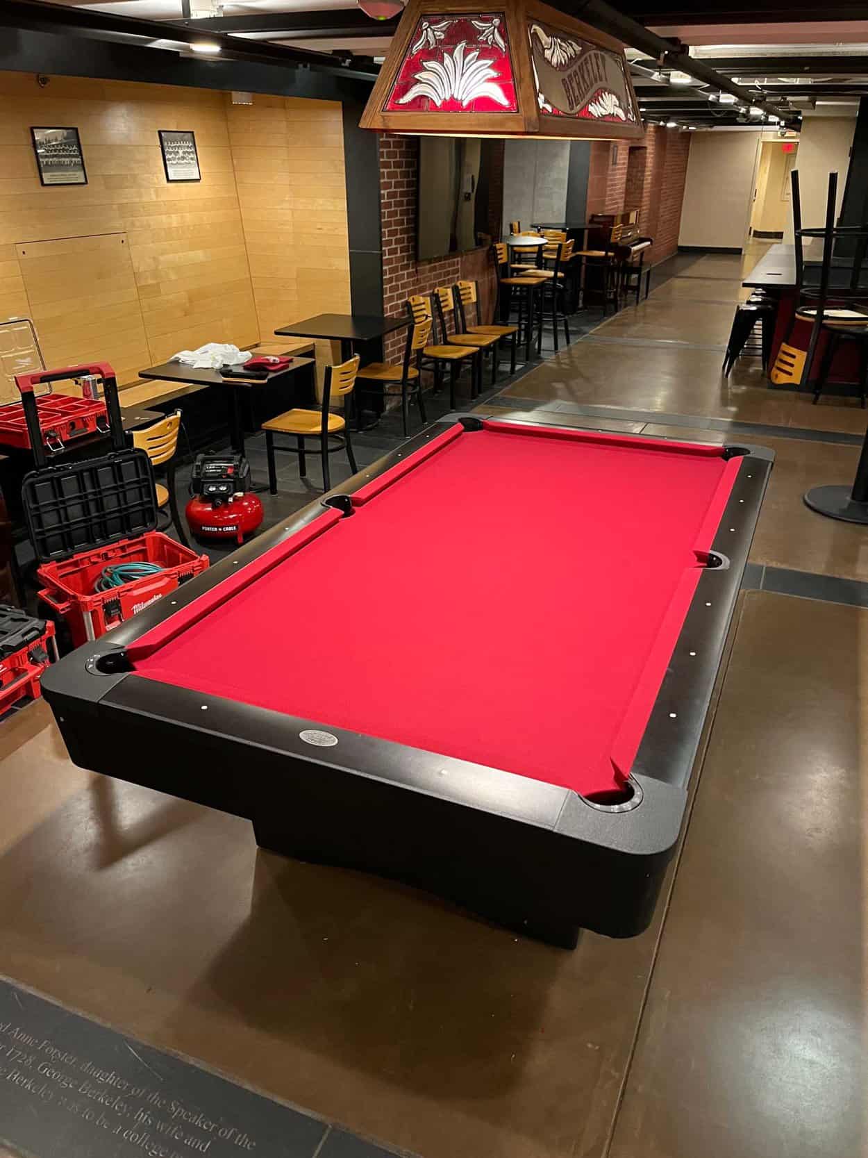 red pool table at Yale University