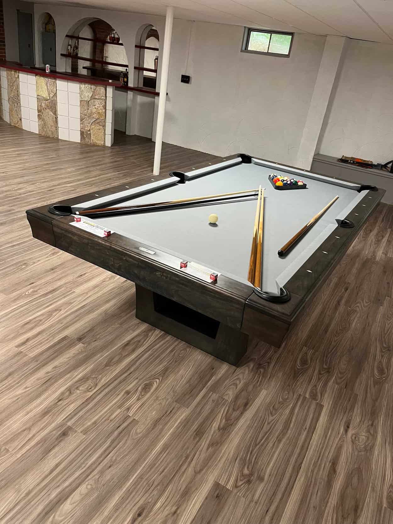 light colored california house pool table