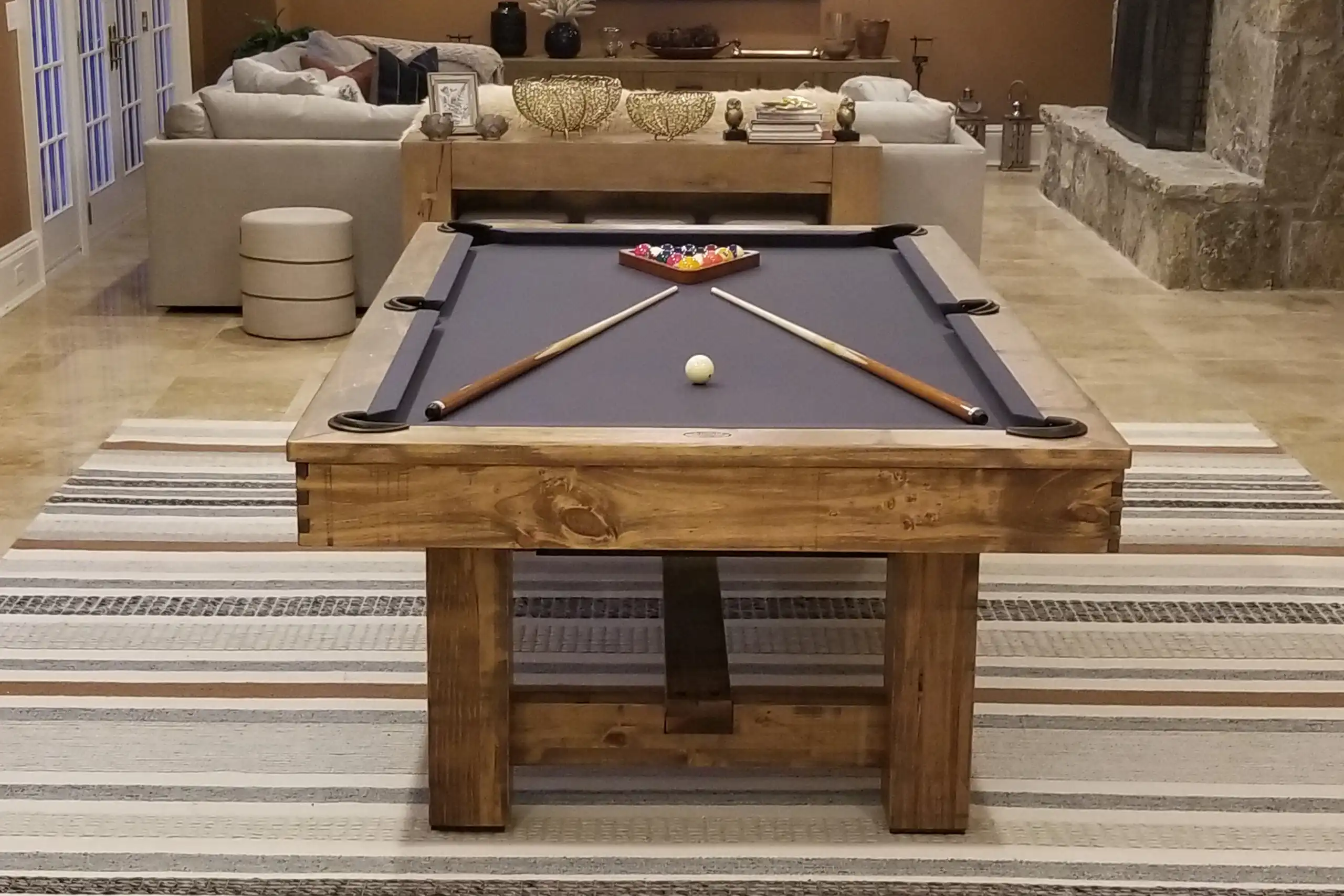 a Breckenridge pool table with natural wood
