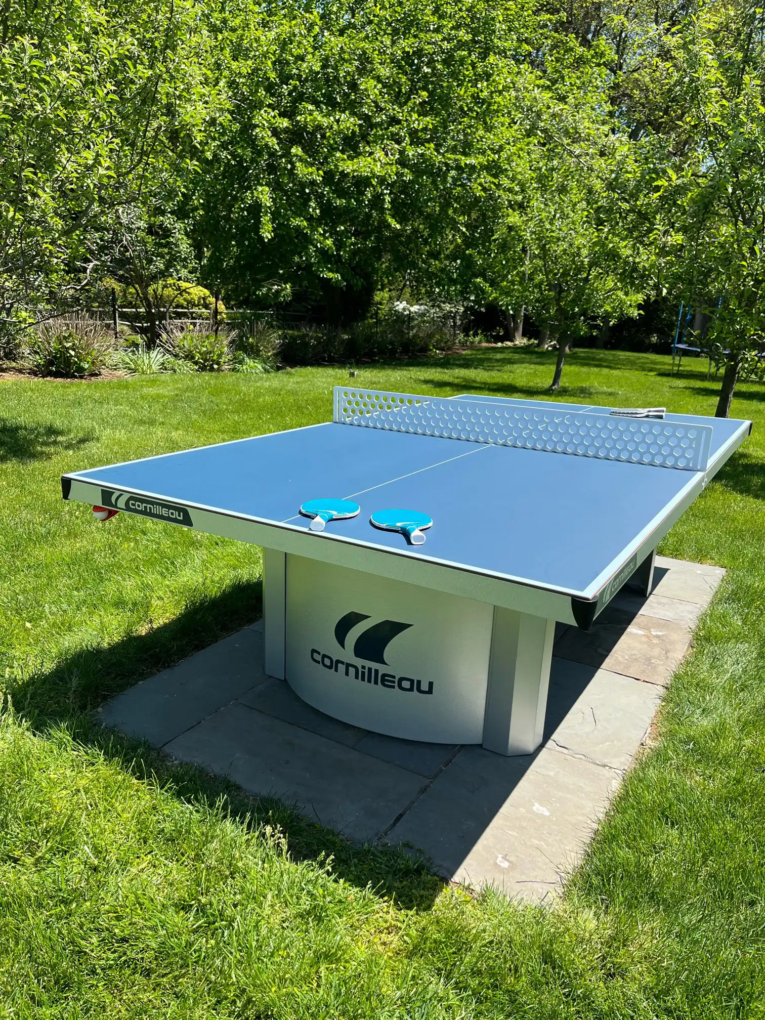blue cornilleau outdoor ping pong table