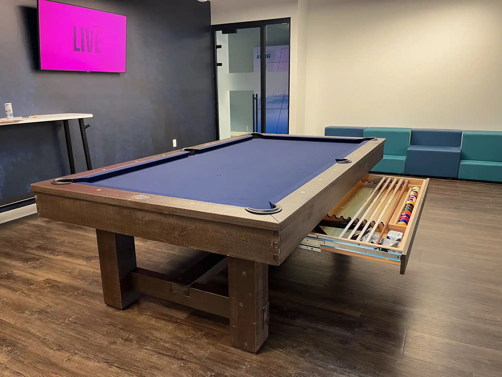 pool table with a pull out drawer