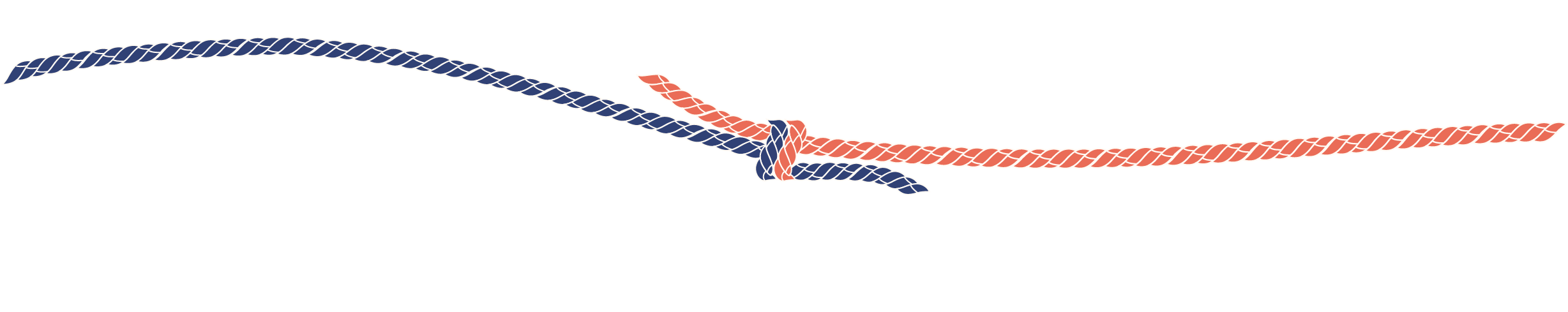 Two ropes tied together with a knot