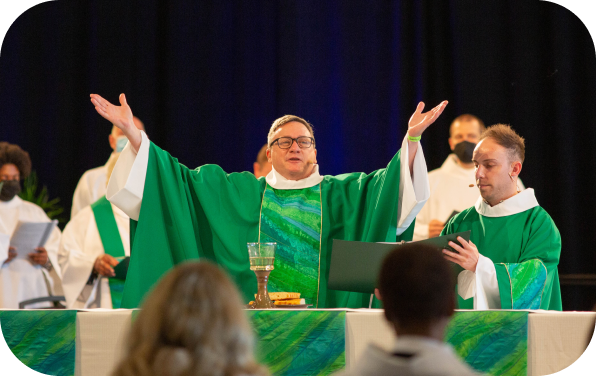 Clergy leading worship during a church service