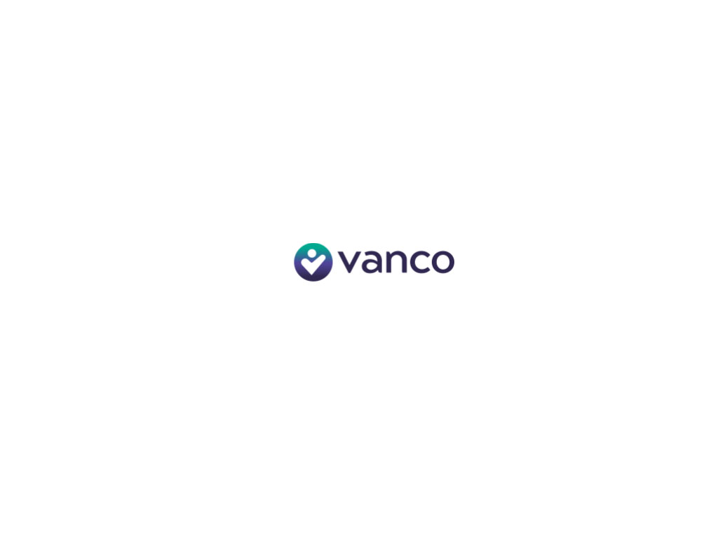 A checkmark in a purple circle with the word “vanco” in black lowercase letters.
