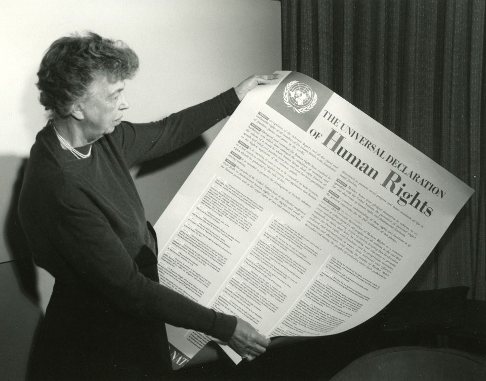 Eleanor Roosevelt holding Bill of Rights or contemporary LOWC mtg