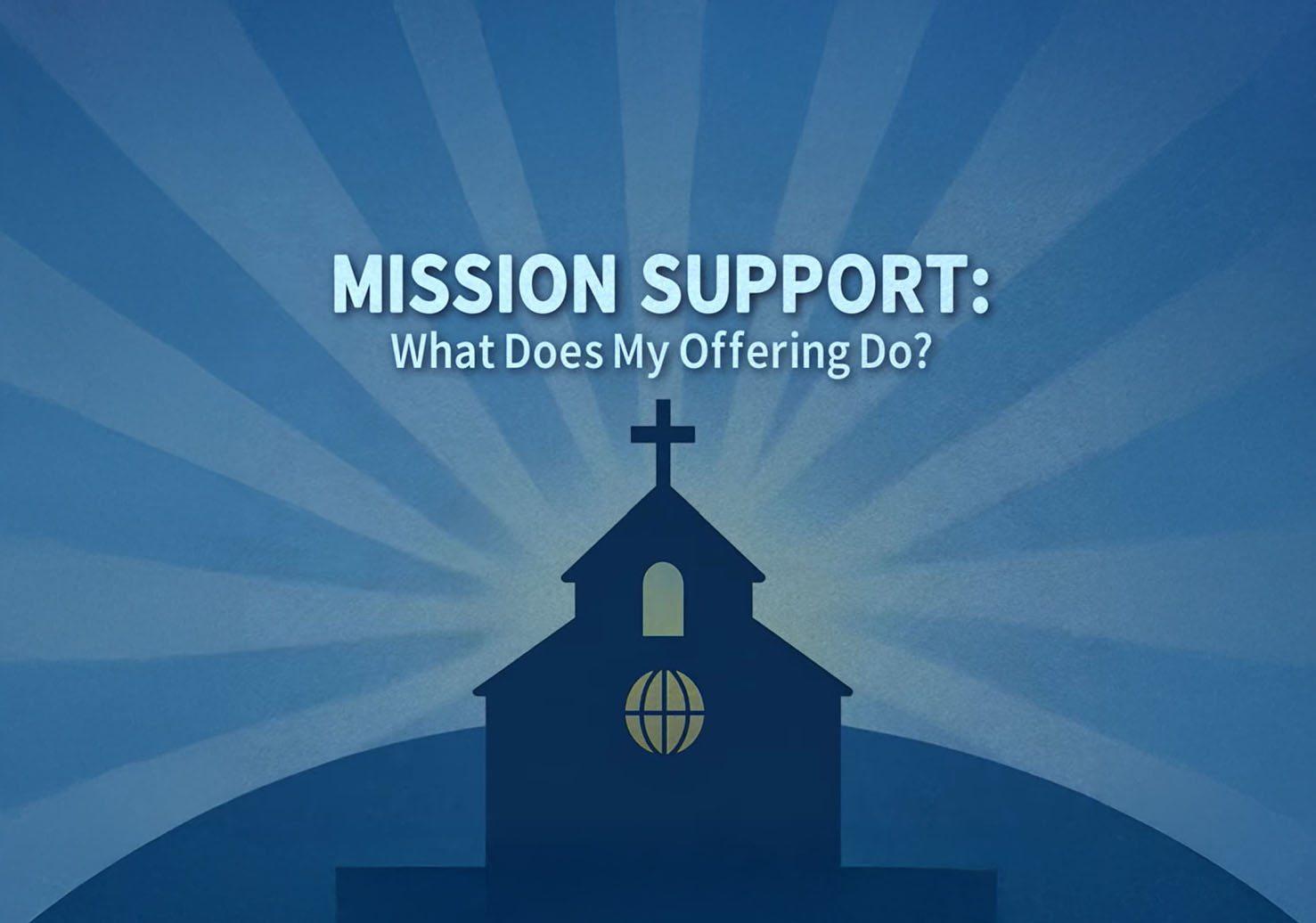 Illustrated graphic of a church building with a cross