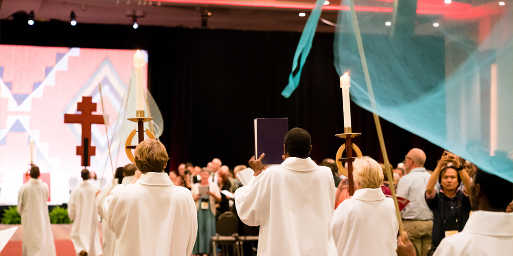 Congregants gathered for worship at an ELCA church