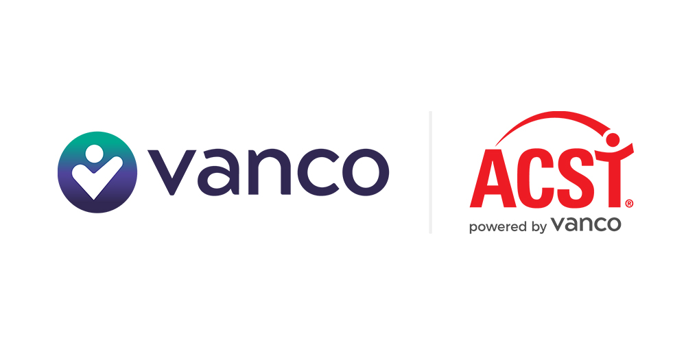 A checkmark in a purple circle with the word “vanco” in black lowercase letters.