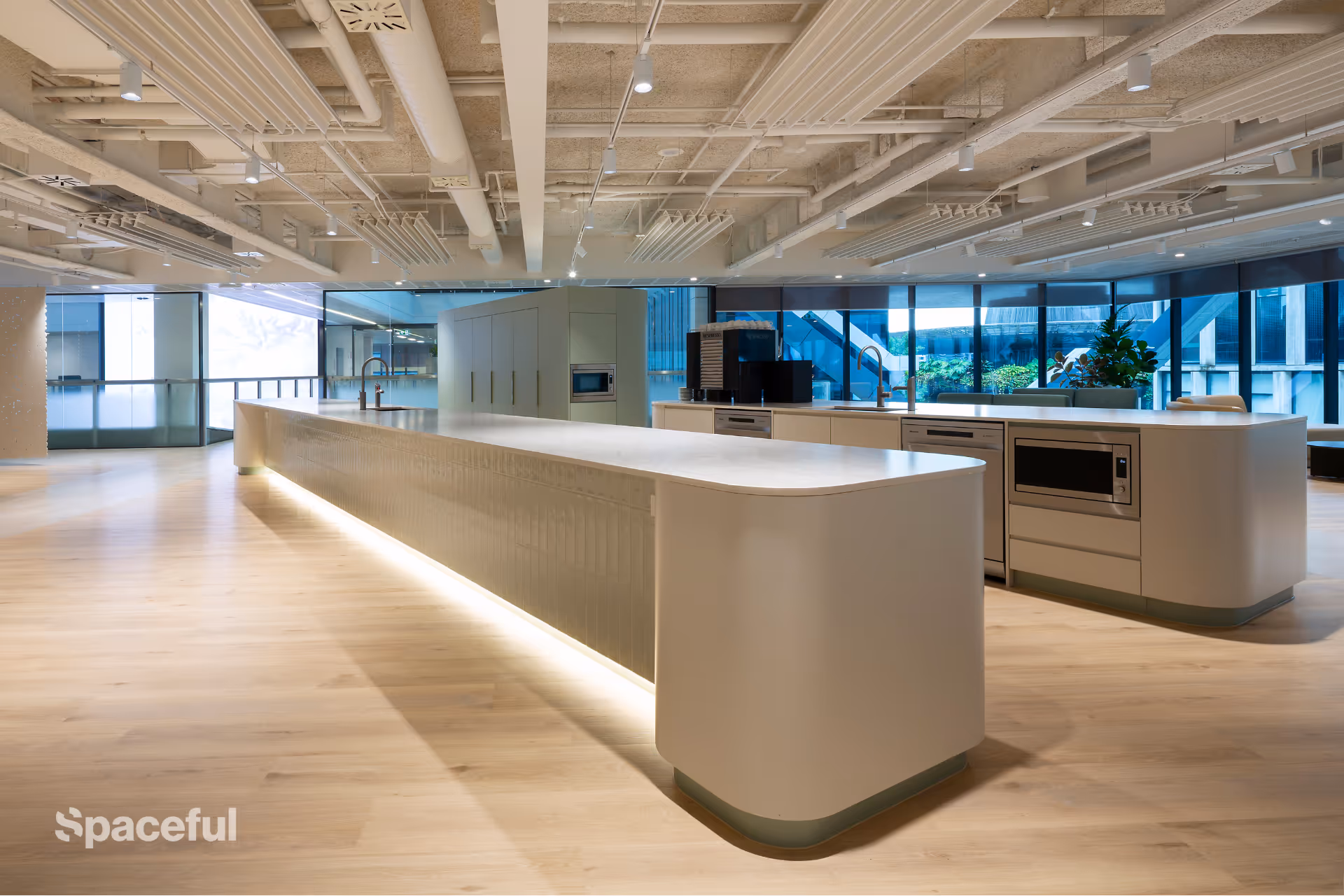 An image of a long table with joinery created by Nouva for Spaceful