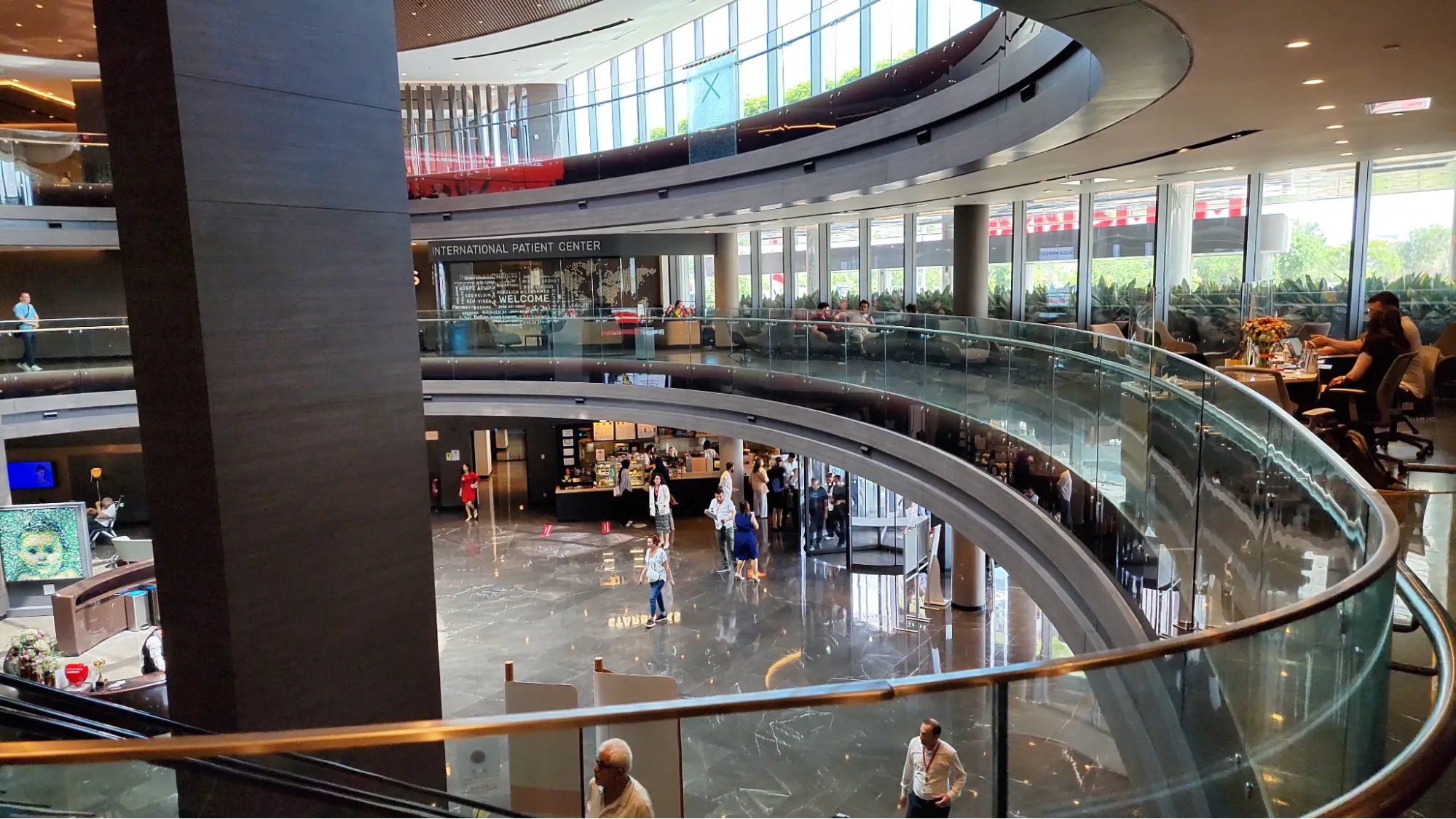 Interior of Memorial Hospital with curved architecture and patient flow