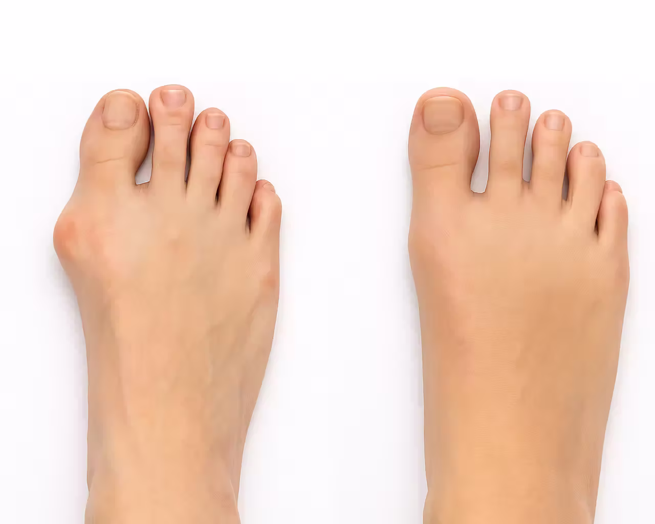 Before and after comparison of Lapiplasty® bunion surgery results with improved big toe alignment in Lakeway, TX