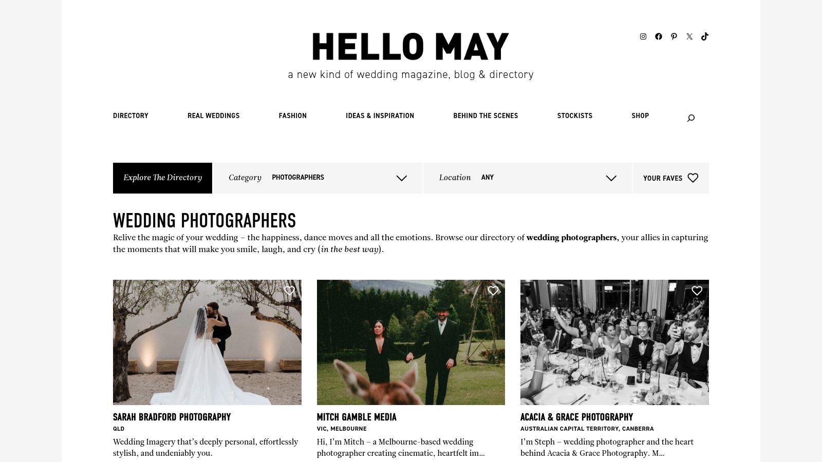 Hello May – Photographer Directory (AU/NZ)