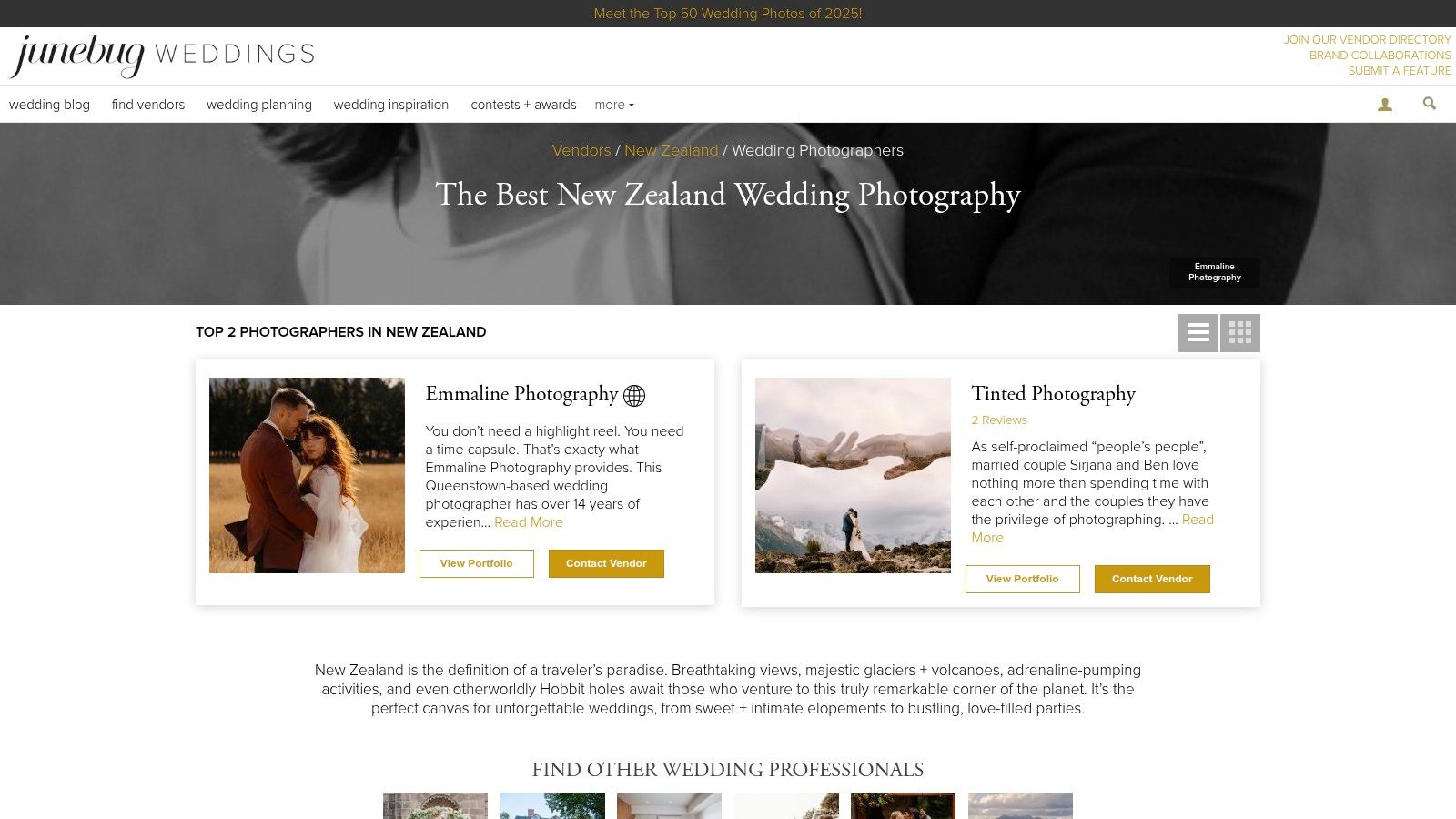 Junebug Weddings – New Zealand Photographer Directory