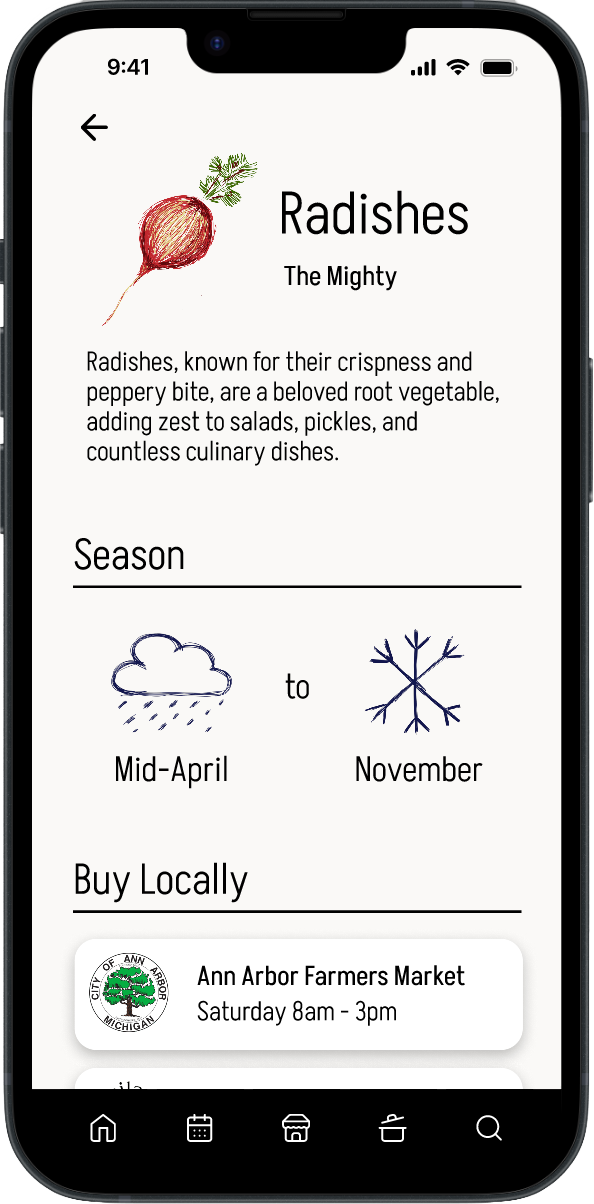Page focusing on a radish
