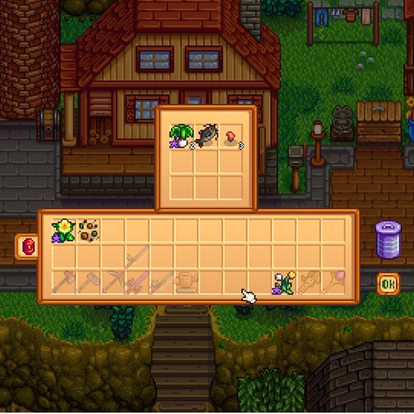 Inventory with 3x3 grid above
