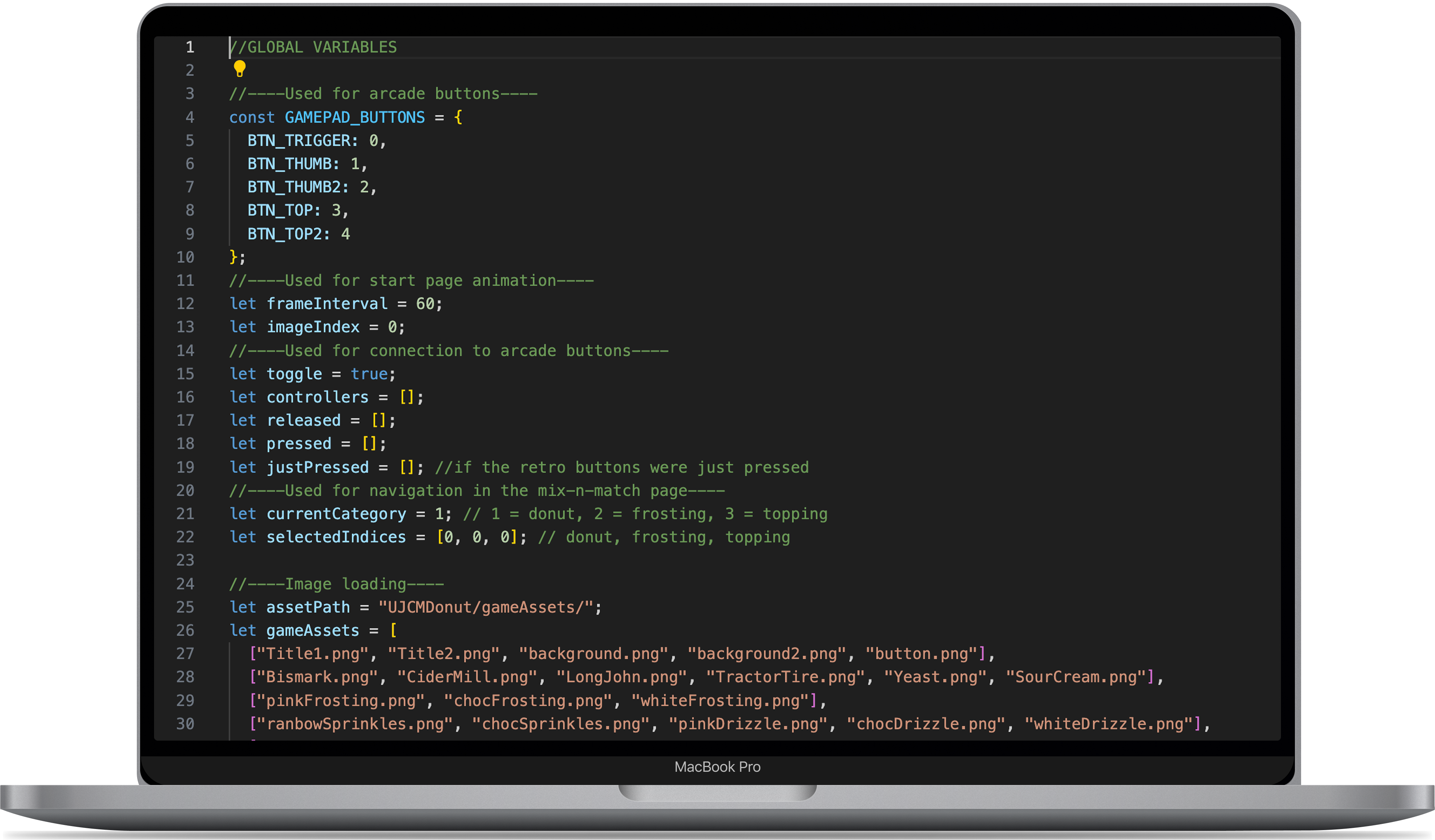 Computer screen with p5.js code
