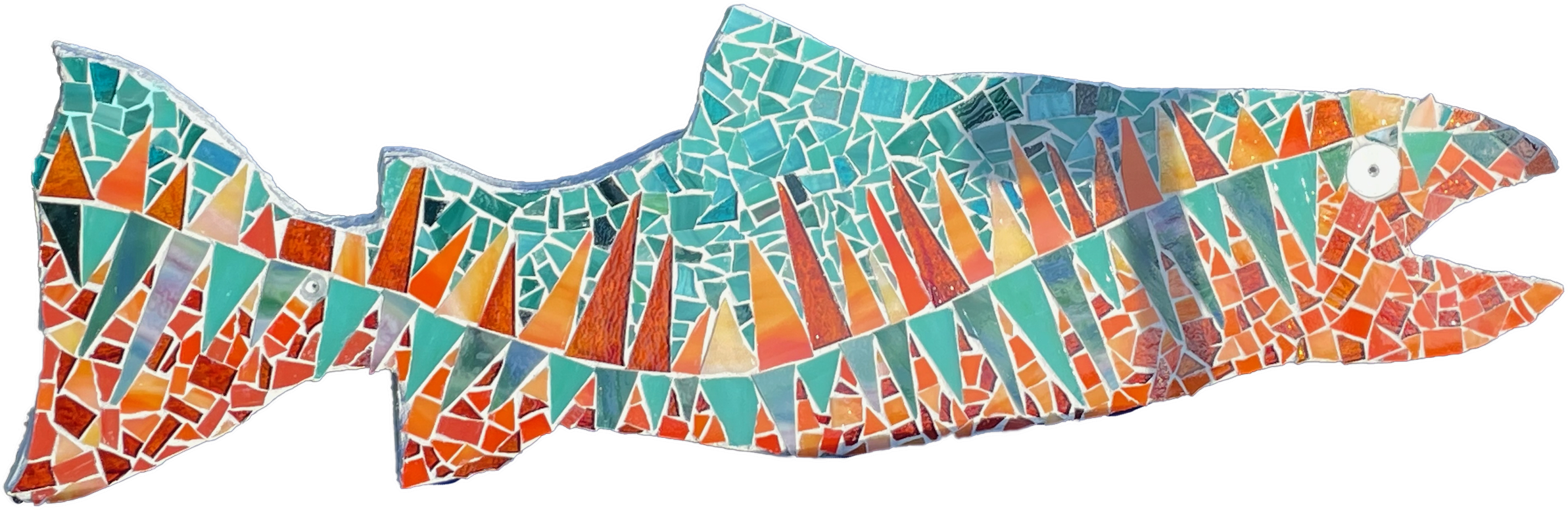 Blue and orange mosaic fish