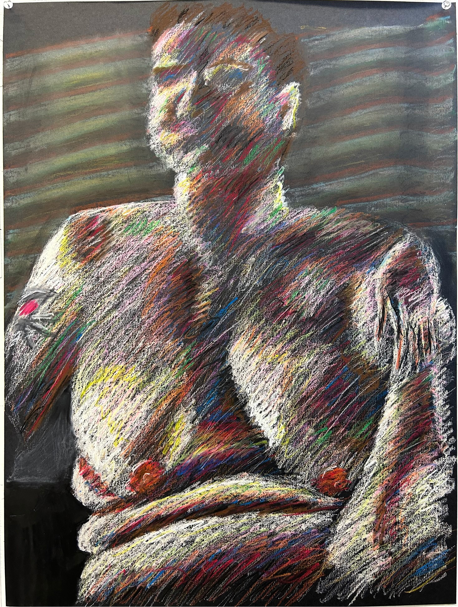 Oil pastel drawing of a female model