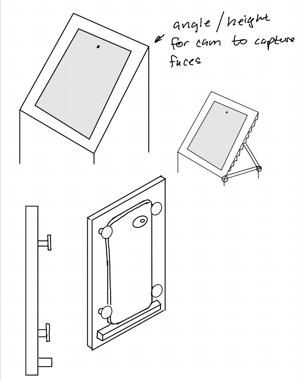 Sketches of wooden ipad holder ideas