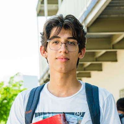Man outside of a school