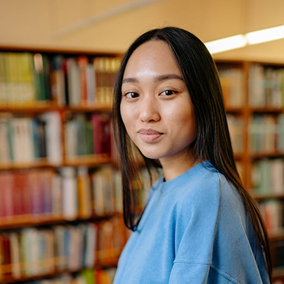 Person in a library
