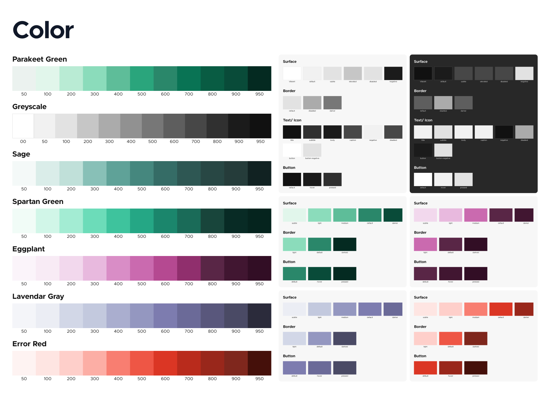 Color palette for the app