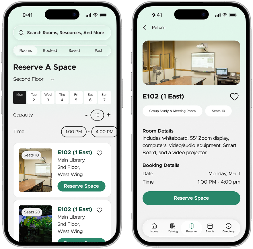 2 mockup phone screens for reservations