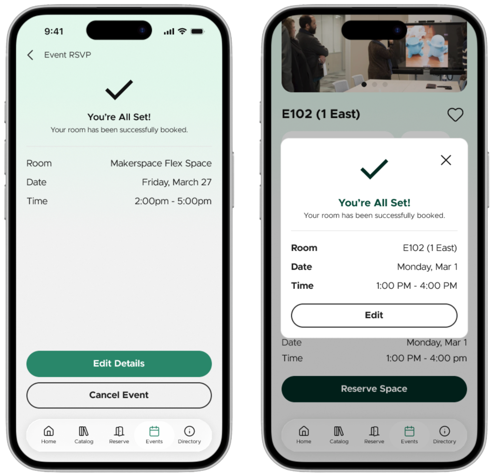 2 mockup phone screens for confirmation screen