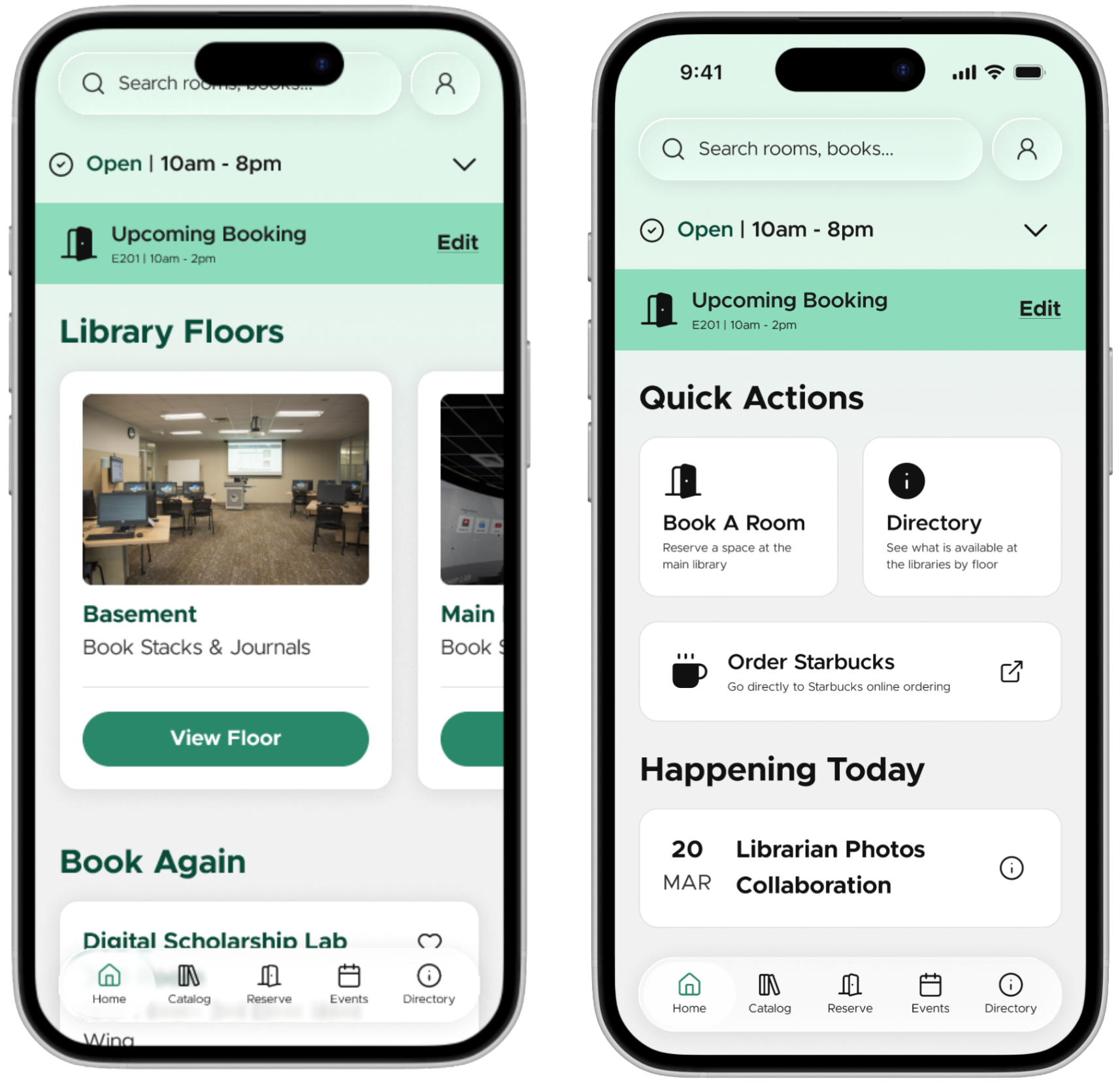 2 mockup phone screens for a homepage