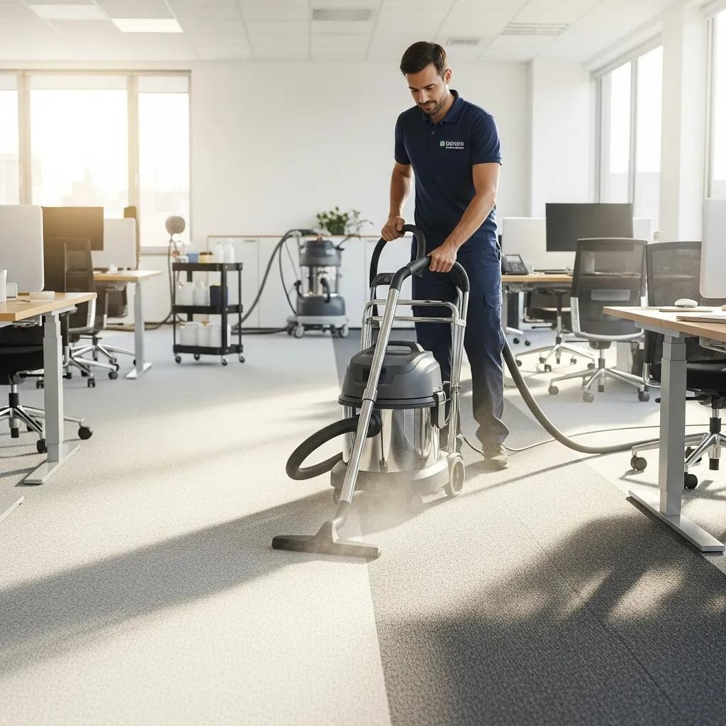 Professional cleaning service maintaining commercial carpets to ensure longevity and hygiene
