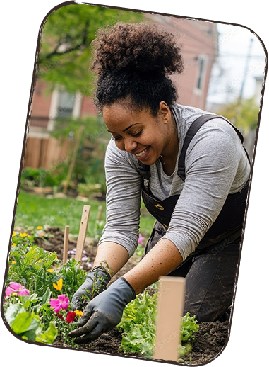Women gardener tending to her flowers.
