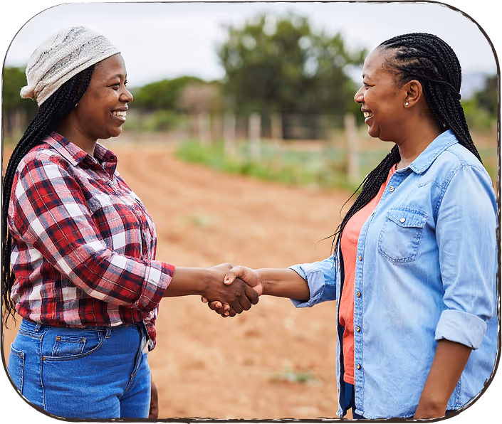 Farmers shaking hands.