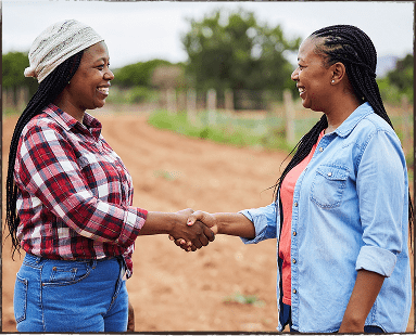 Farmers shaking hands.