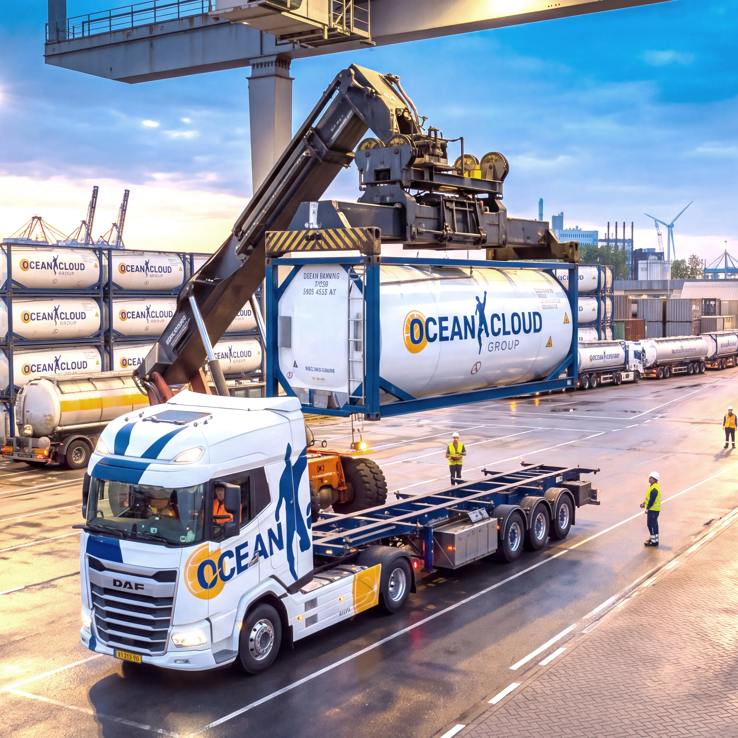 Ocean Cloud tank trucks at a sustainable refuelling station