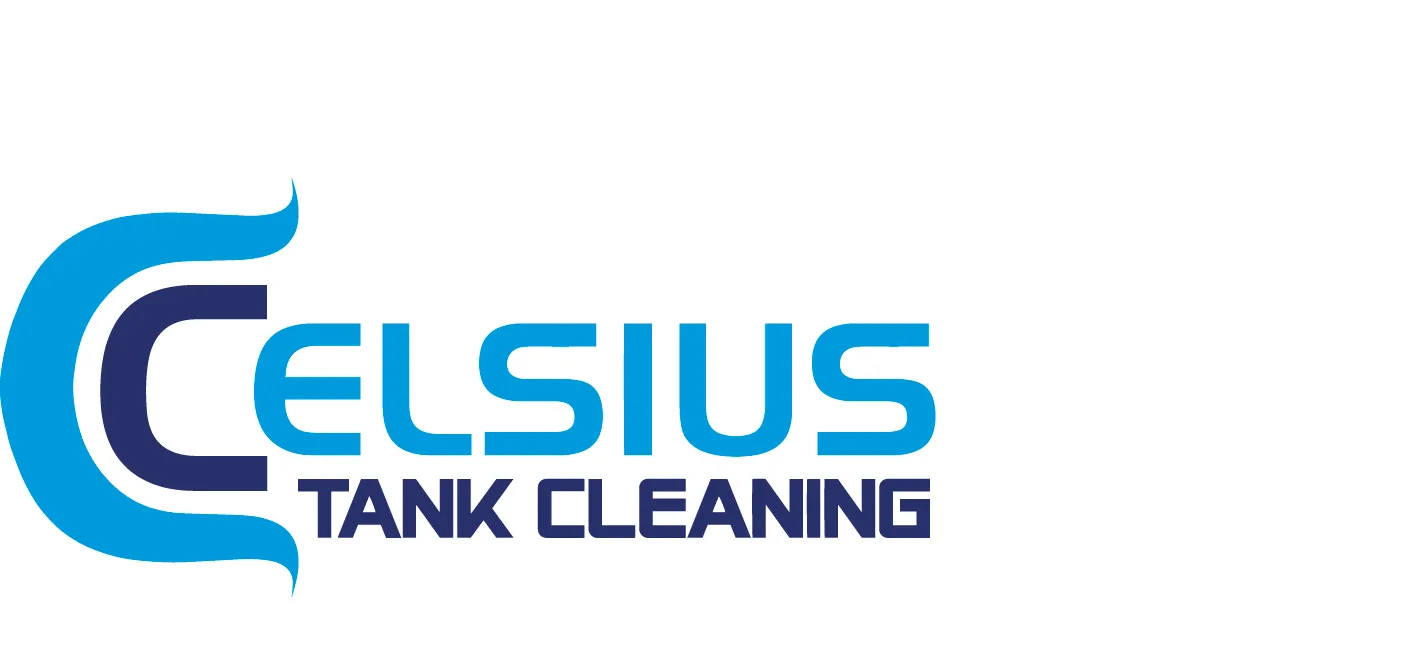 Logo for Celsius Tank Cleaning featuring stylized blue and dark blue letter C, with 'Celsius' in blue and 'Tank Cleaning' in dark blue beneath.