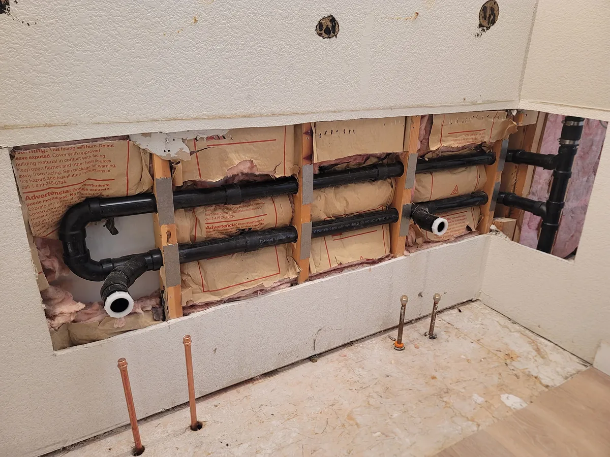 Bathroom Plumbing Rough-In for a Double Vanity & New Shower in Littleton, CO
