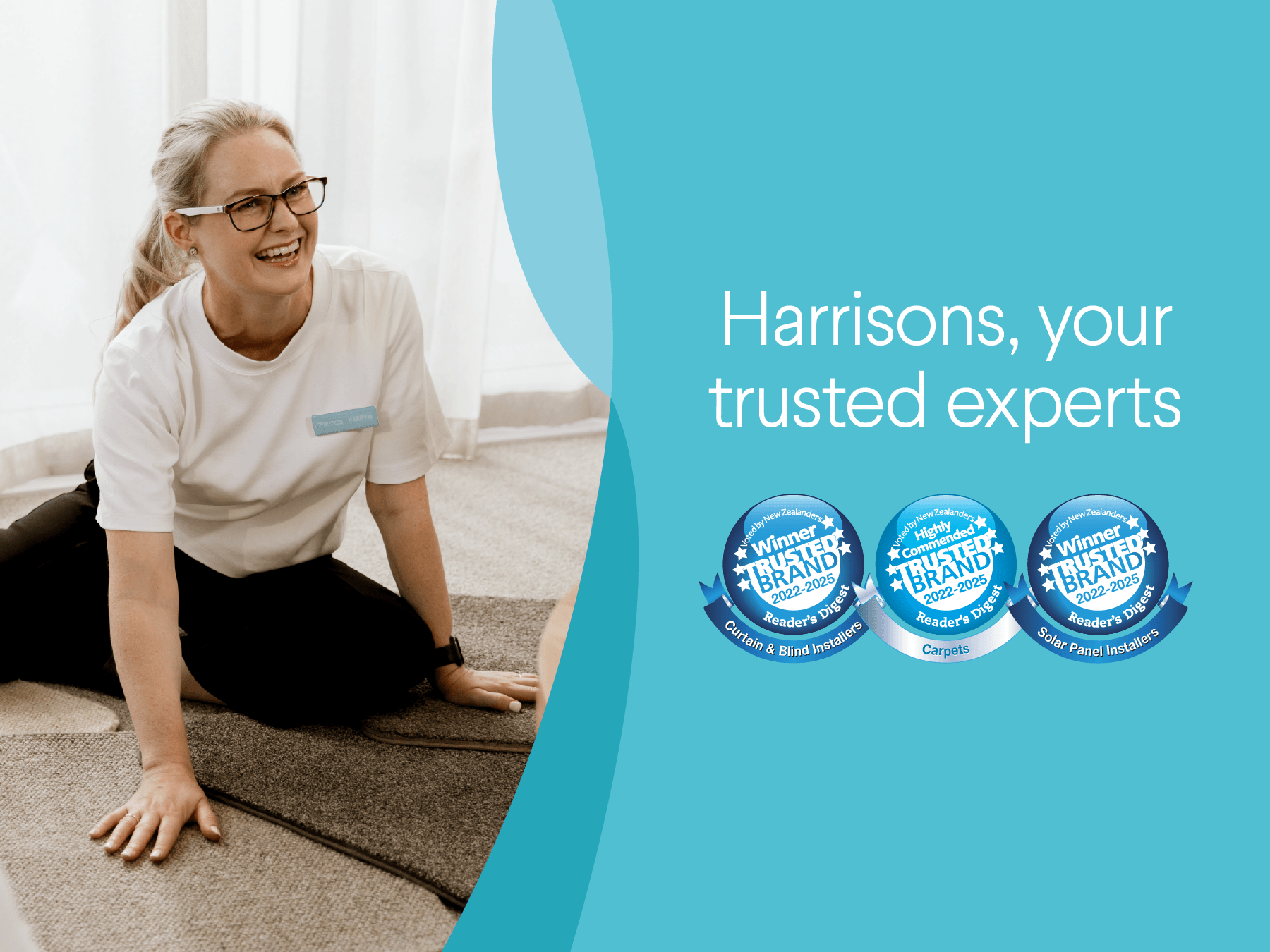 Harrisons, your trusted experts. trusted brand winner from 2022 - 2025