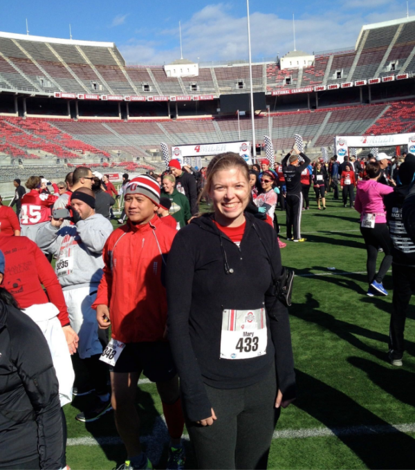 Dr. Mary Krebs after a race